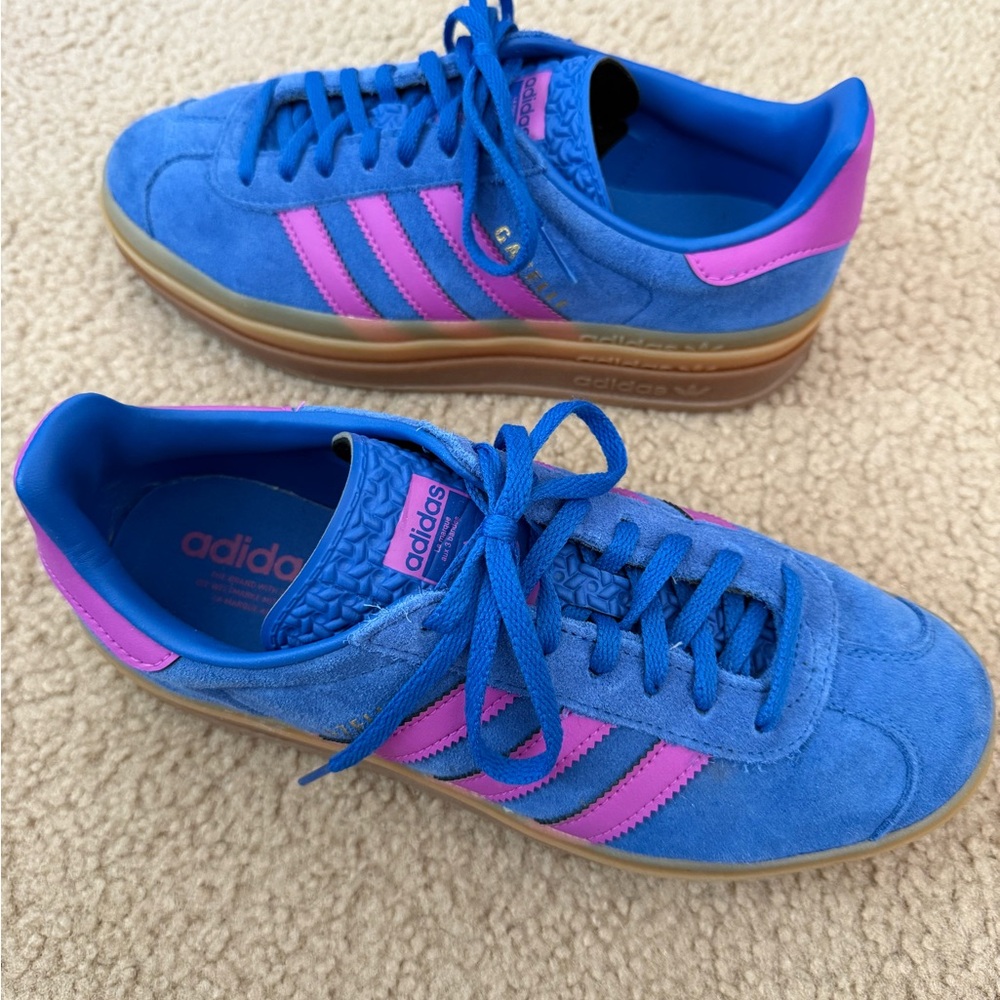 Adidas Platform Vibrant Blue with Purple Stripes Sneakers size 8.5